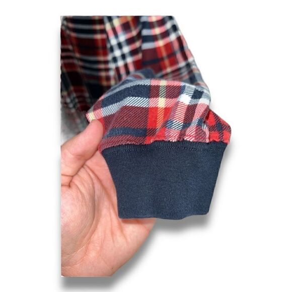 Red & Navy Check Chaps Ralph Lauren Mesh L/S Polo Shirt Size M - Picture 6 of 10